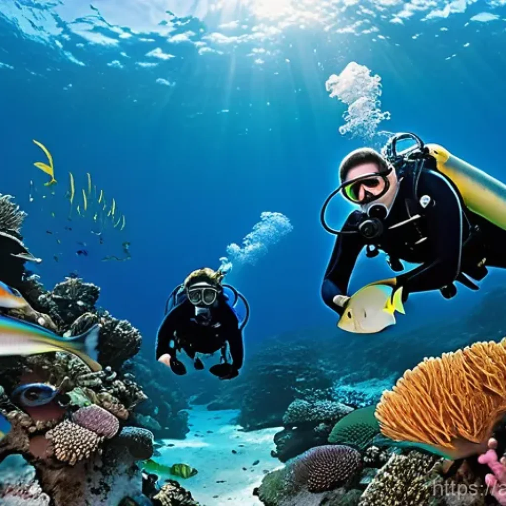 다이빙 강사 실무 경험 쌓는 법 - **Image Prompt 1: The Aspiring Diver's Journey to Leadership**
    "A vibrant, wide-angle underwater...