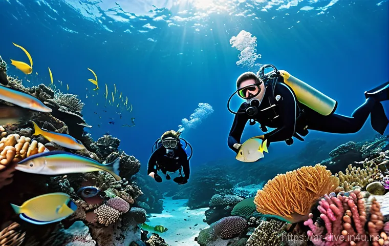 다이빙 강사 실무 경험 쌓는 법 - **Image Prompt 1: The Aspiring Diver's Journey to Leadership**
    "A vibrant, wide-angle underwater...
