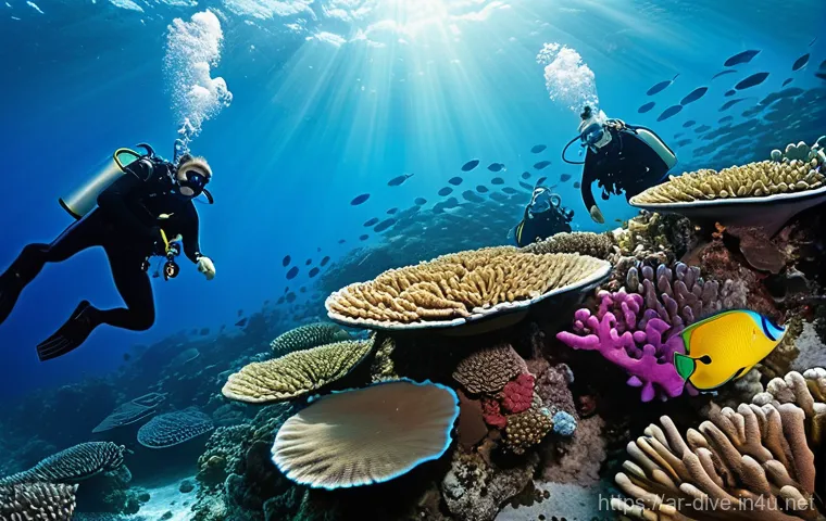 다이빙 강사로서의 응급 상황 대처 - **Prompt 1: Calm Guidance through a Vibrant Reef**
    "A highly experienced and calm diving instruc...